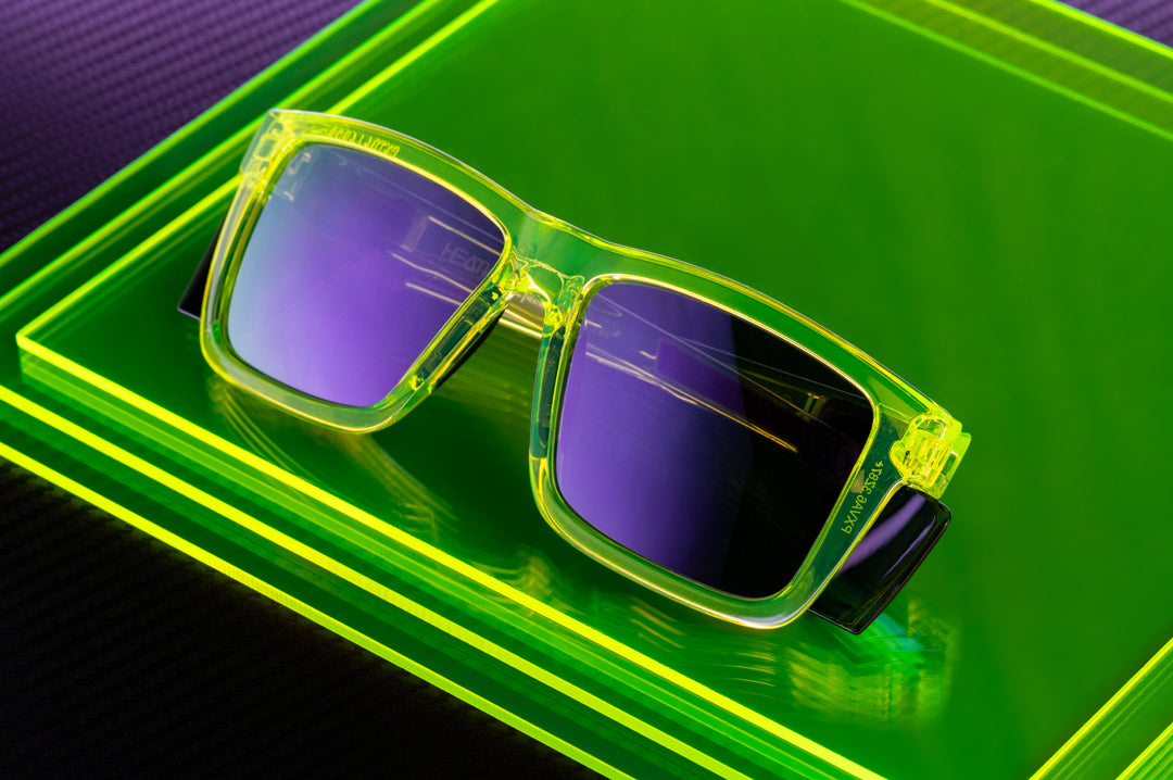 Close up shot of the Performance Vise Sunglasses: Antifreeze Z87+ on a neon green platform