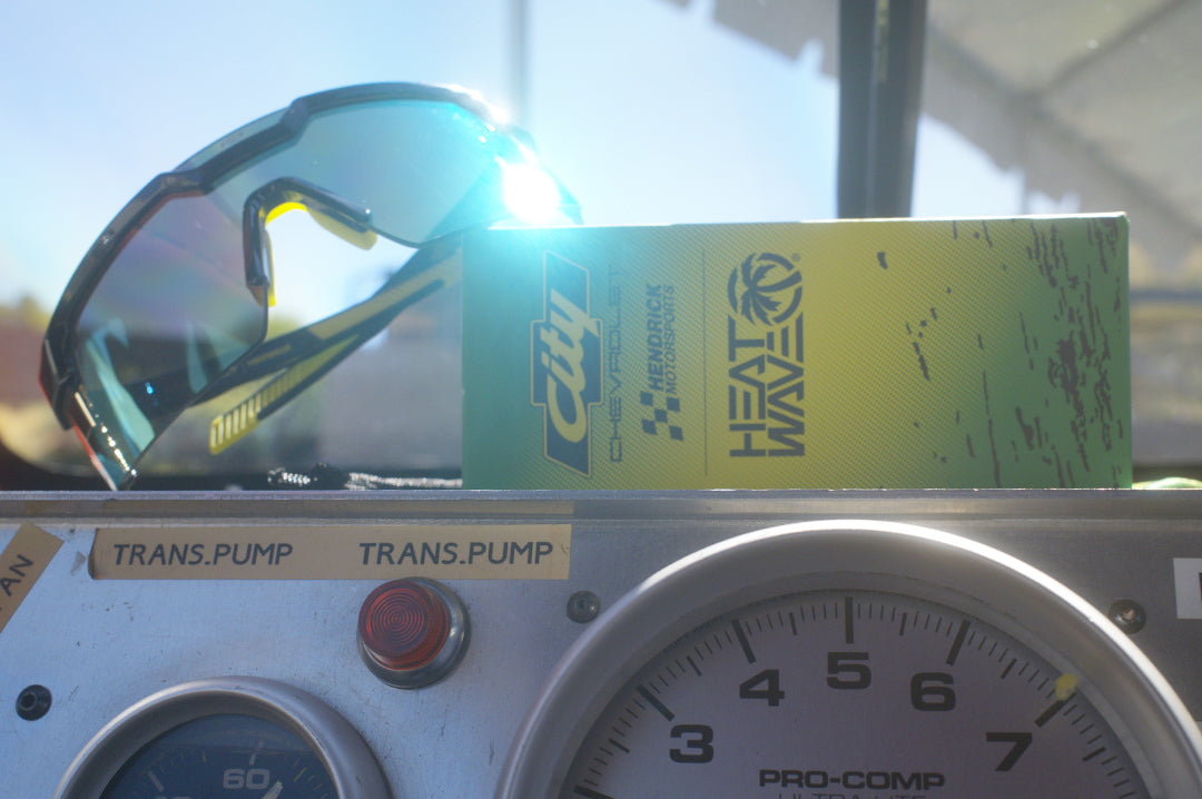 Sitting on the the dashboard is the City of Chevrolet X HWV Future Tech Sunglasses.