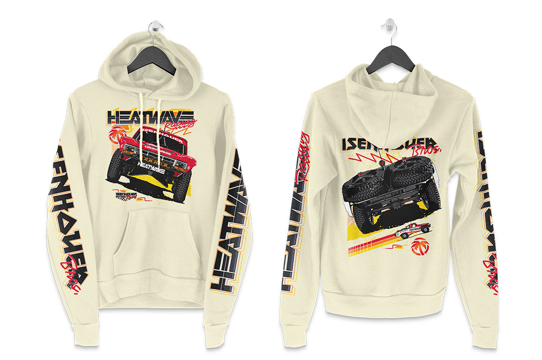 Heat Wave Visual Isenhouer Racing Sweatshirt in Bone color.