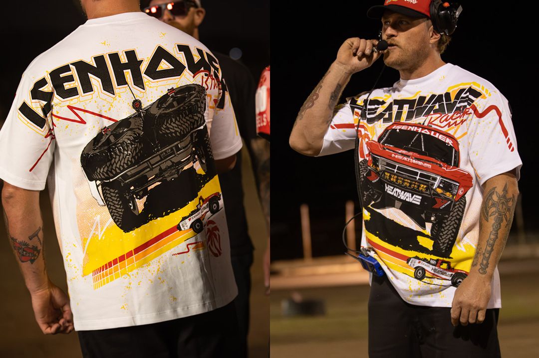 Dillon on track rocking the Heat Wave Visual Isenhouer Racing T-shirt.