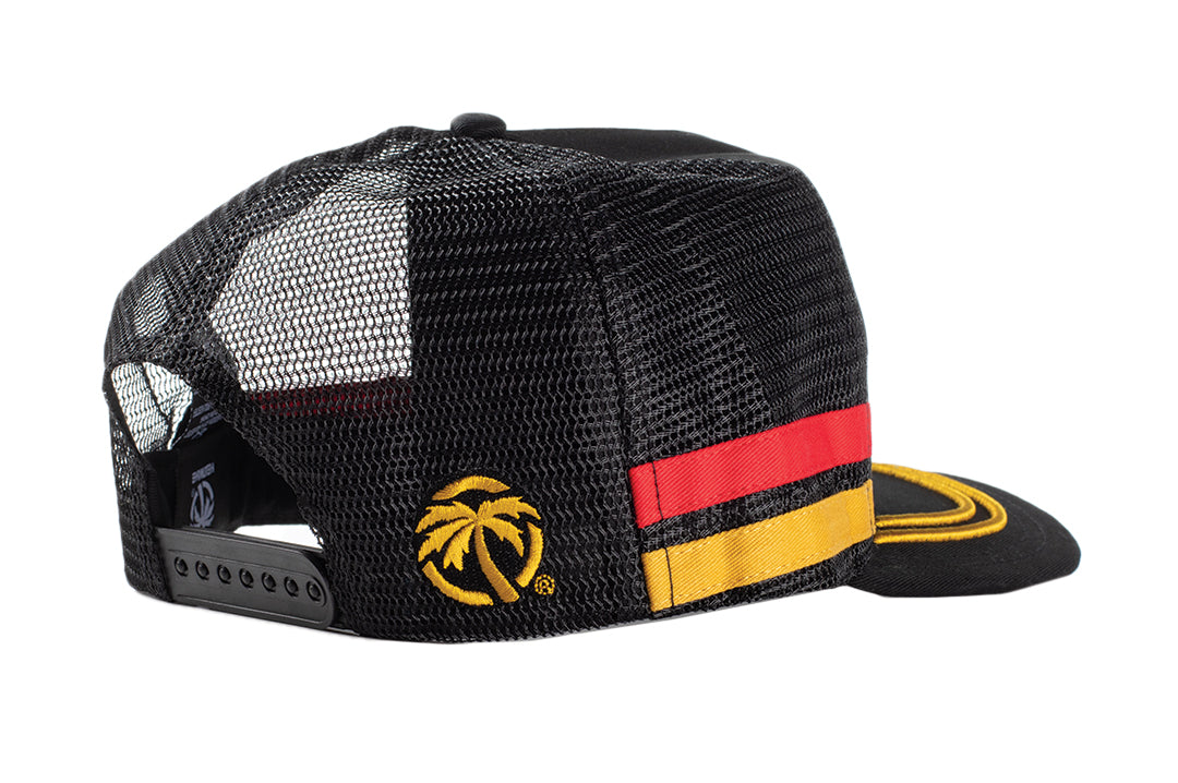Side angle shot of the Heat Wave Offshore Hat - Black on a white background