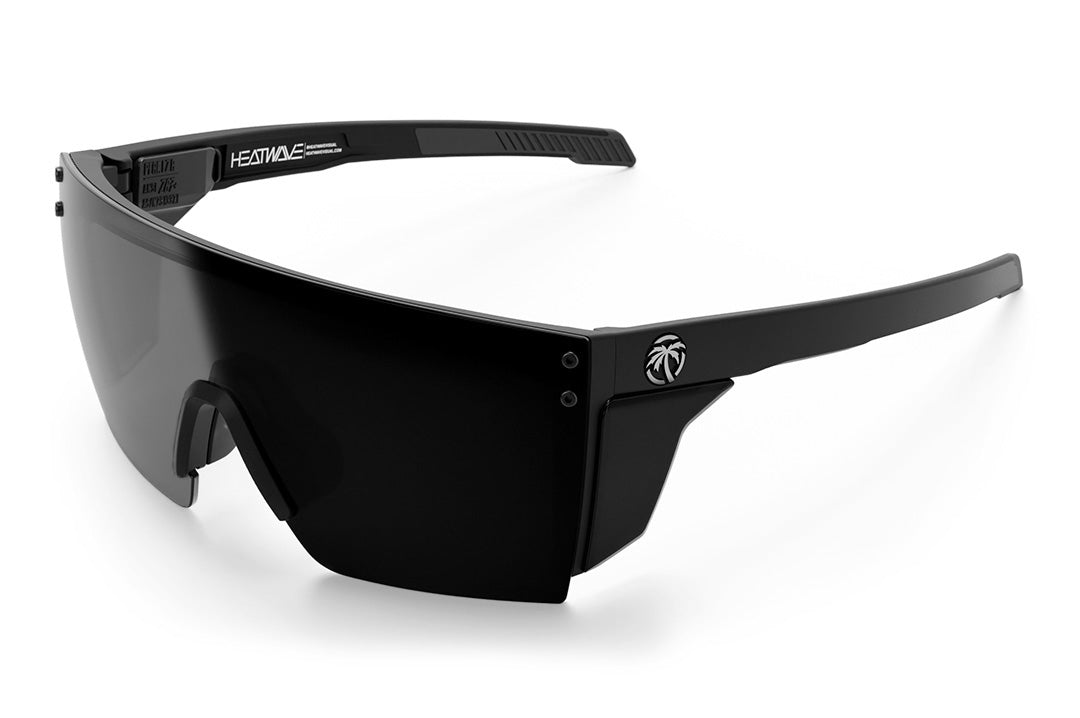 Heat Wave Visual Performance XL Lazer Face Sunglasses with black frame, super photochromic lens and matching side shields.