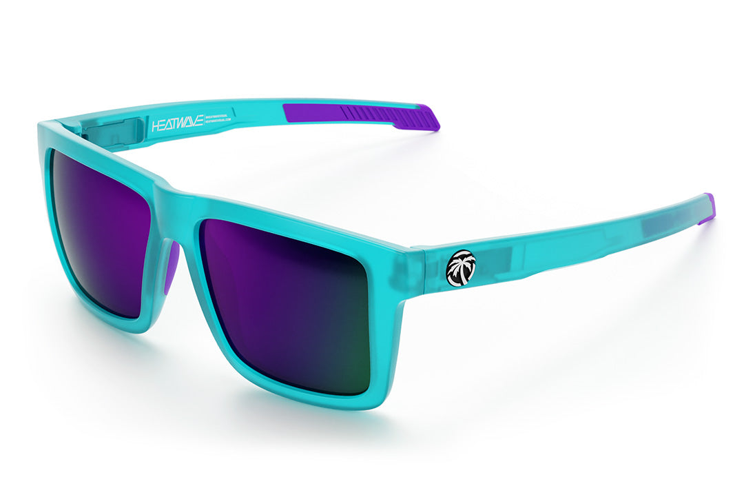 Heat Wave Visual Performance XL Vise with aqua frost frame and ultra violet lenses.