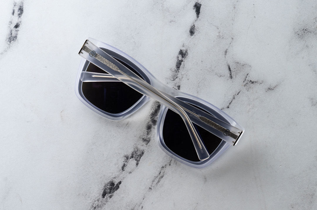 Back of Heat Wave Marylin with Vapor Frost Frame and Purple Lenses