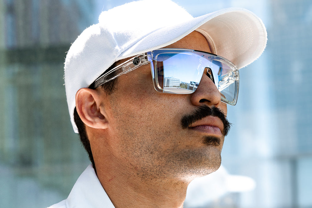 Young guy rocking the Heat Wave Visual Arctic Photochromic Performance Quatro sunglasses.