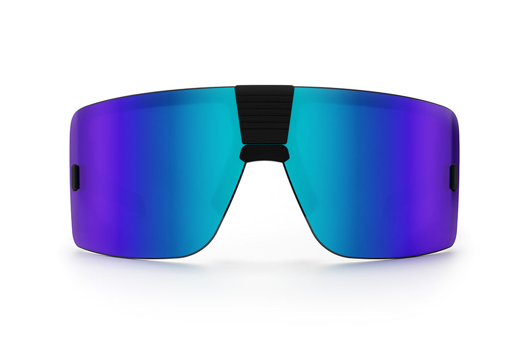 Front of the Heat Wave Visual Vector Sunglasses with black frame and galaxy blue lens.