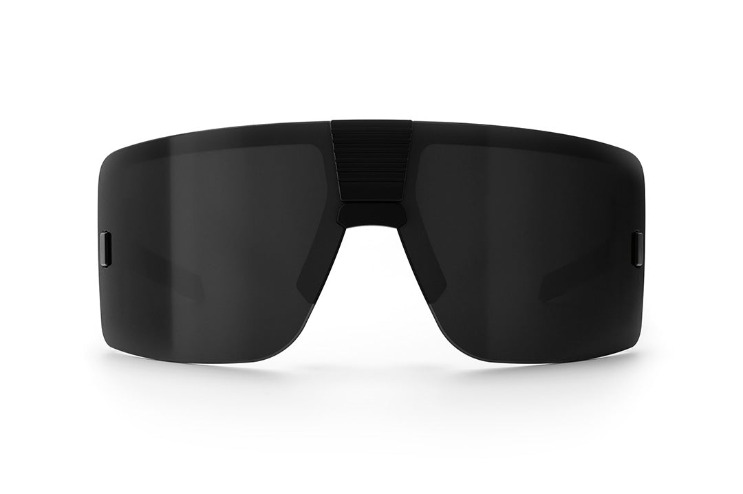 Front view of the Heat Wave Visual Vector Sunglasses with gloss black frame and ultra black lens.