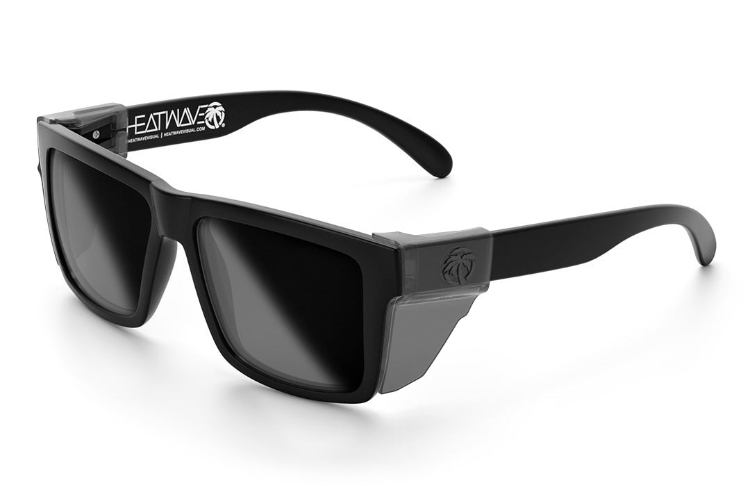 Heat Wave Visual Vise Sunglasses with black frame, super photochromic lenses and smoke side shields.
