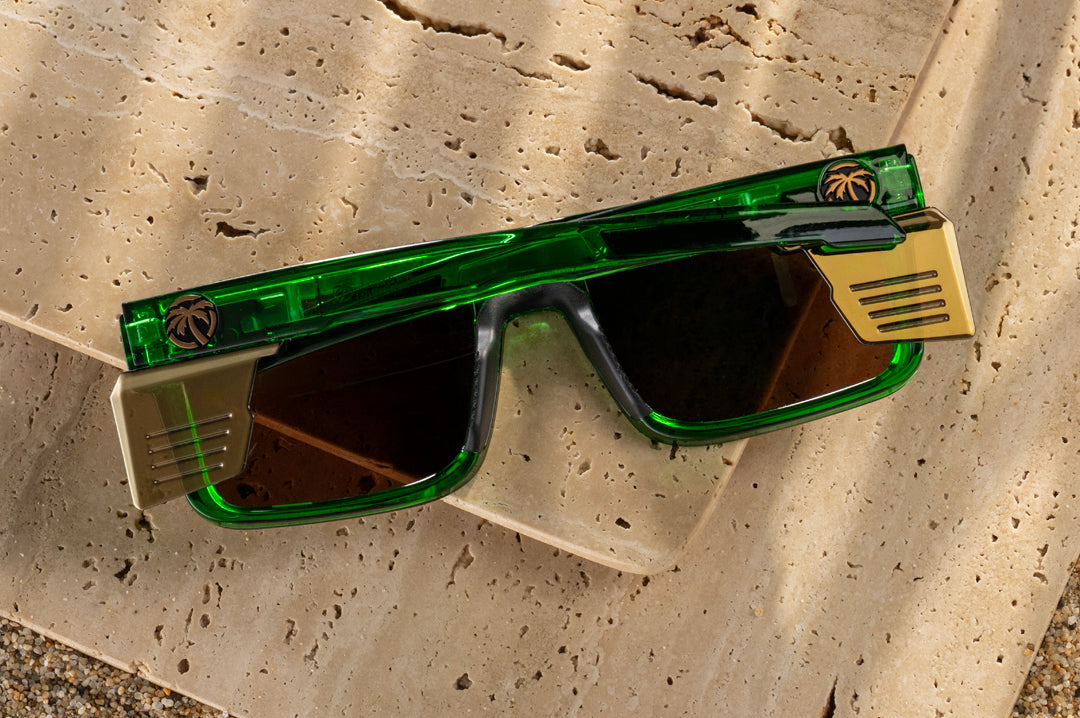 Backside of the Performance Rayth Sunglasses: Cycad Green Z87+ on concrete