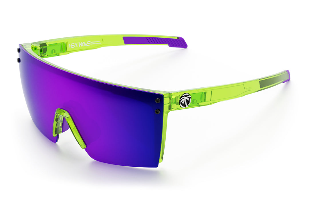 3/4th angle view of the Performance Lazer Face Sunglasses: Antifreeze Z87+ on a white background.