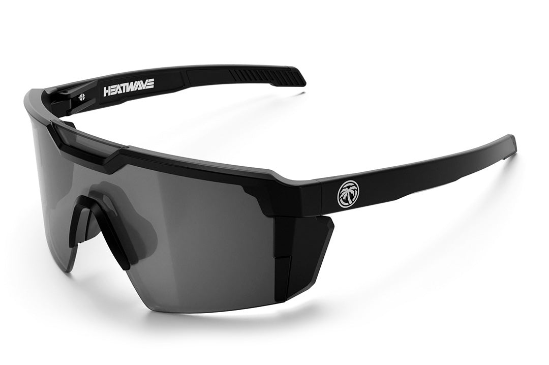 Heat Wave Visual Future Tech Sunglasses with black frame and silver lens.