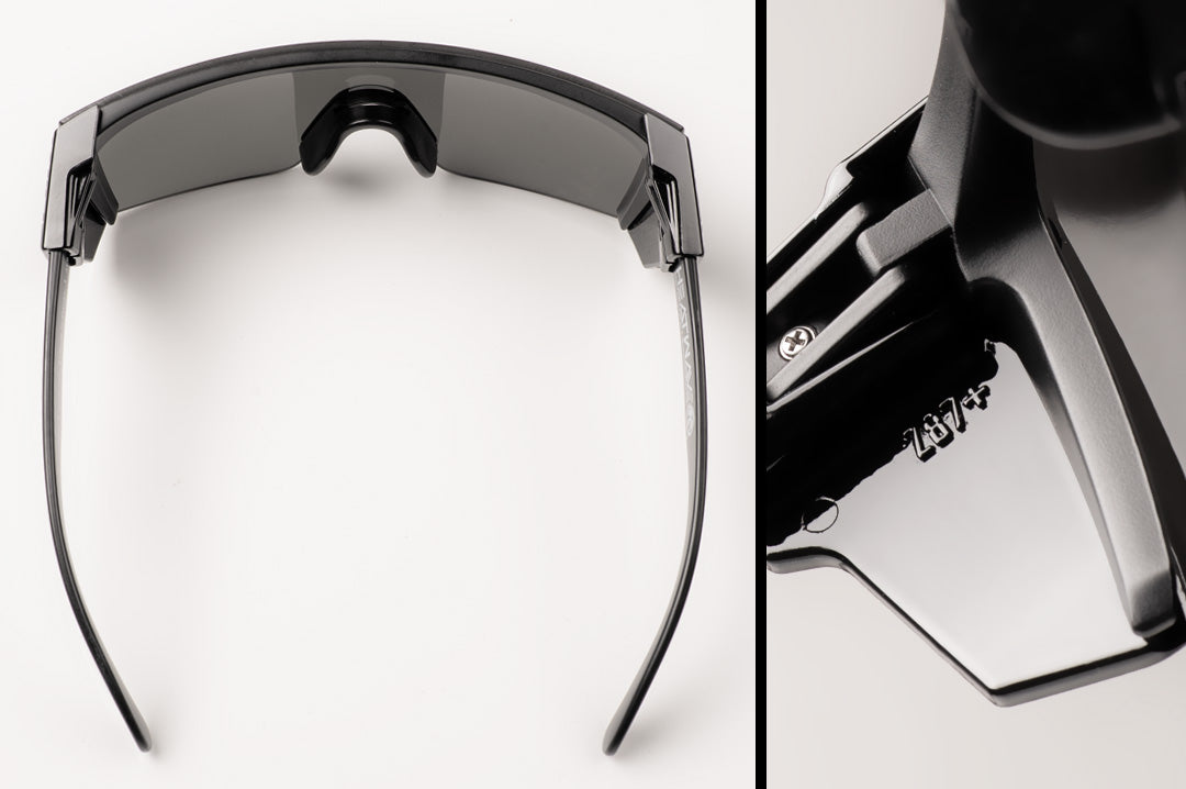 Top view of Heat Wave Visual Lazer Face Black Side Shields