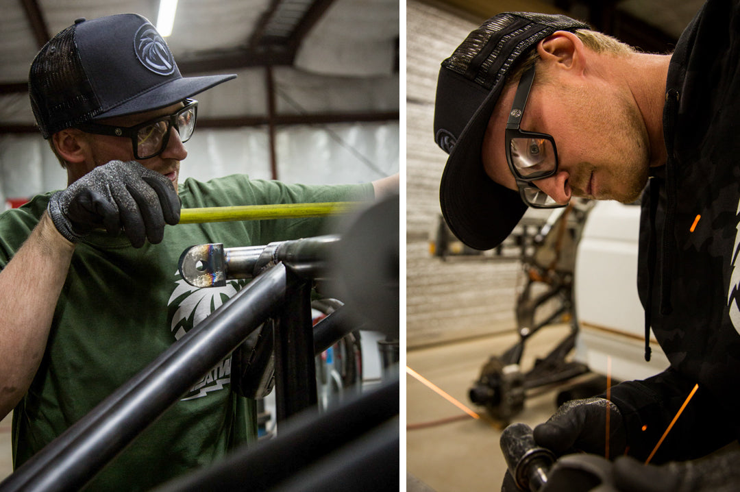 Chris Isenhouer wearing Heat Wave Visual Vise Z87 Sunglasses with black frame and clear lenses.