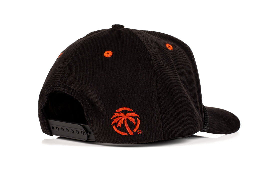Back view of the Heat Wave Visual Black Magic Black Cord Hat.