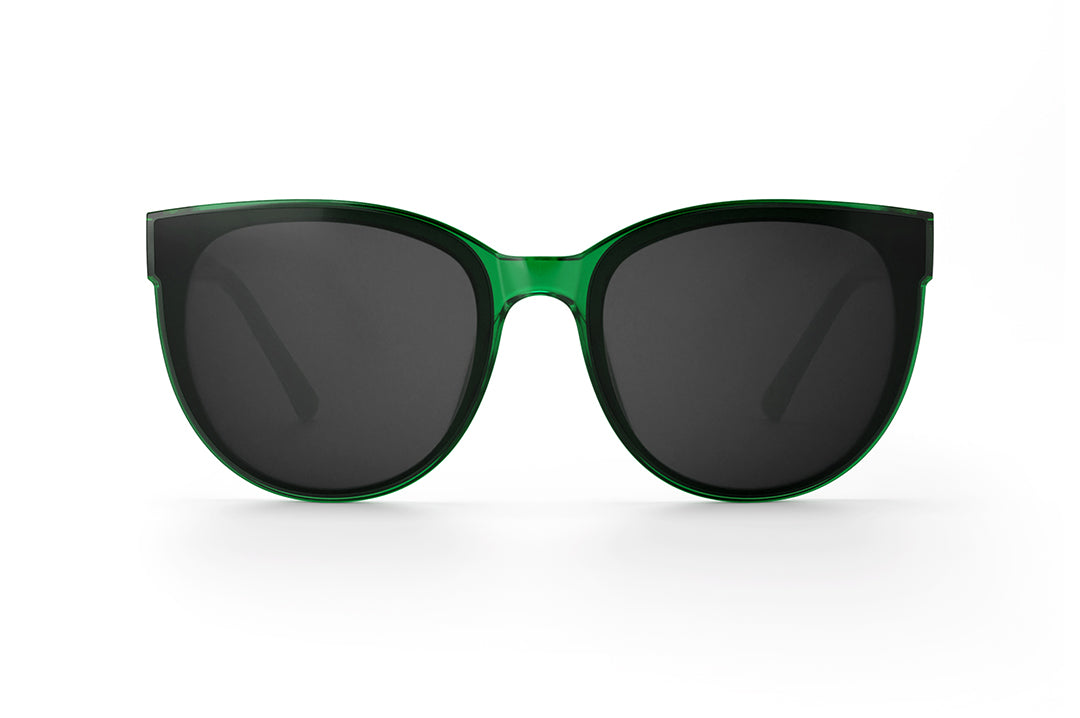 Front angle shot of the Carat Sunglasses: Cycad Green on a white background