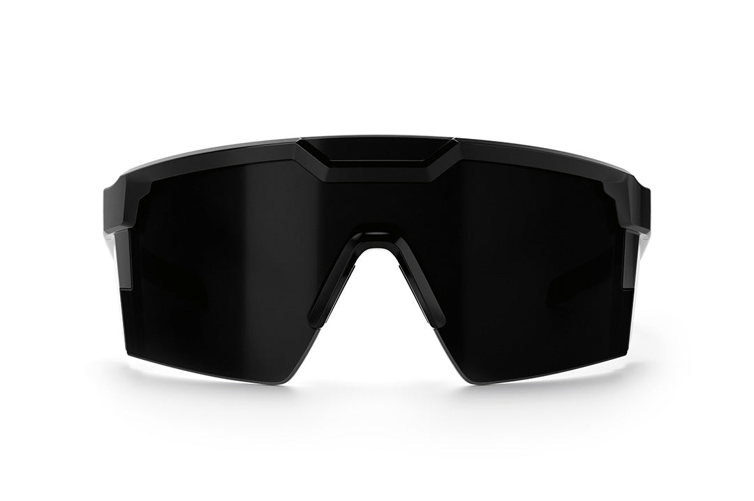 Front view of the Heat Wave Visual Future Tech Sunglasses with gloss black frame and ultra black lens.