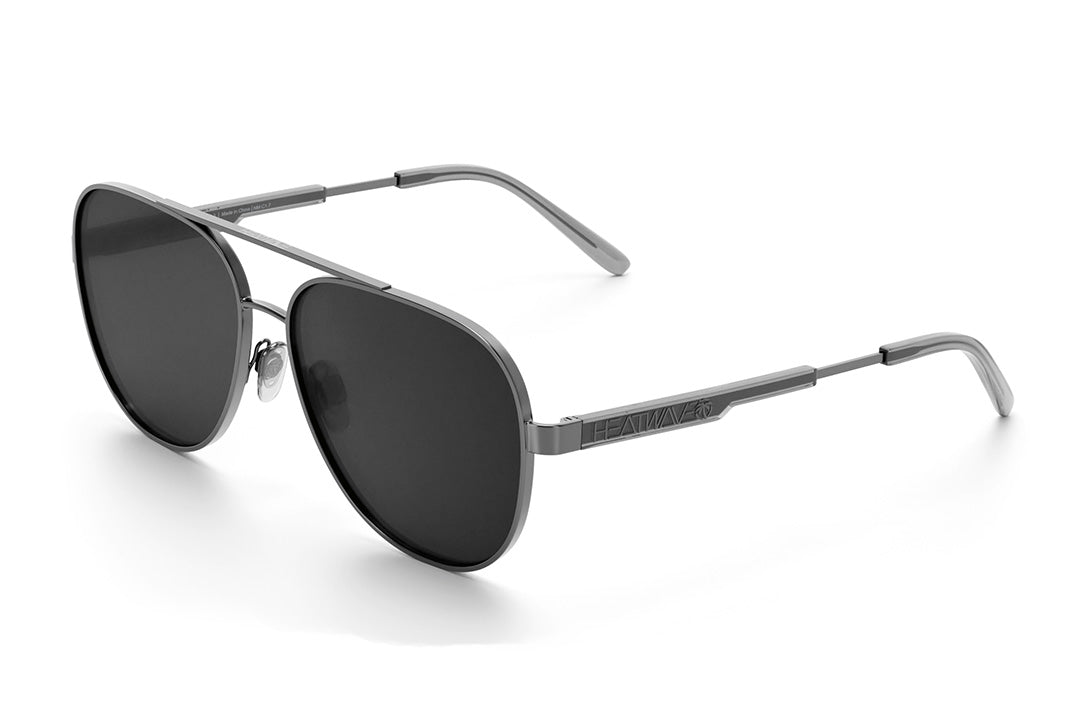 Heat Wave Visual Incline Sunglasses with gun metal frame and black lenses.