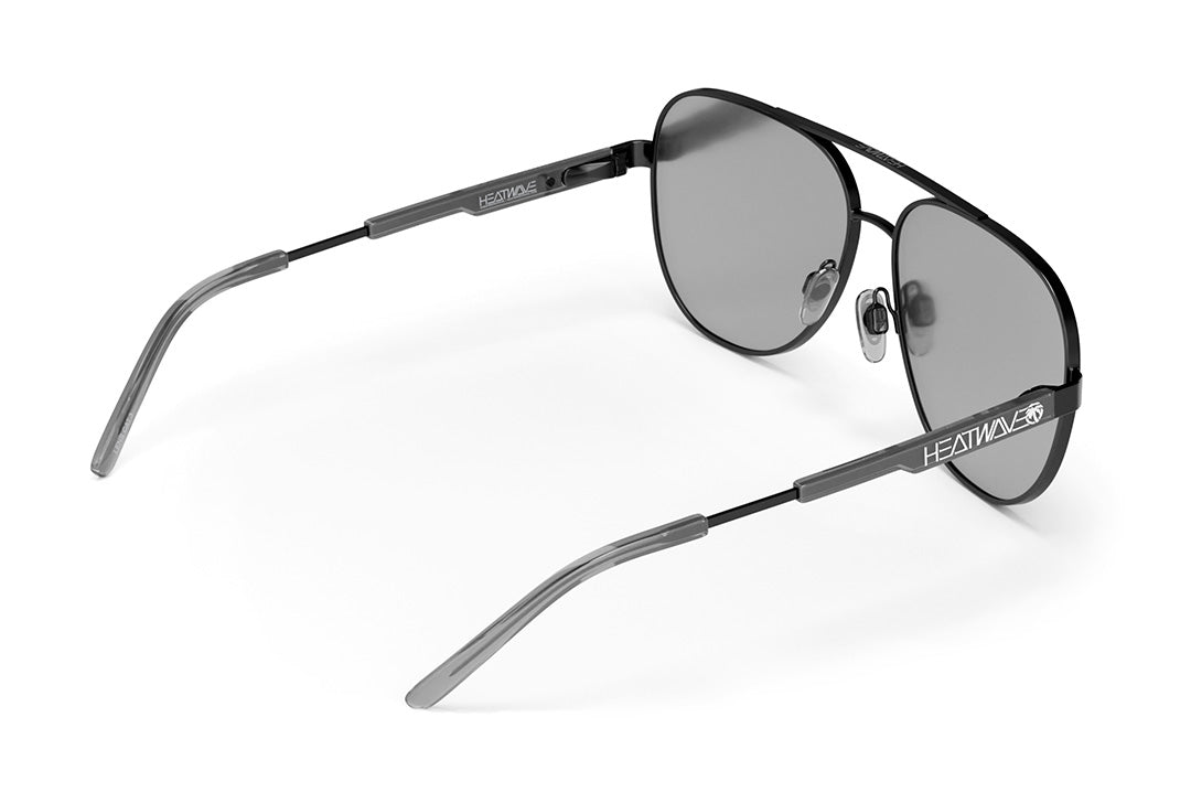 Back view of the Heat Wave Visual Incline Sunglasses with gun metal frame and silver lenses.