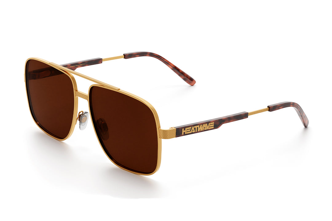 3/4 angle shot of the Nimitz Sunglasses: Tortoise Brown Lens on a white background
