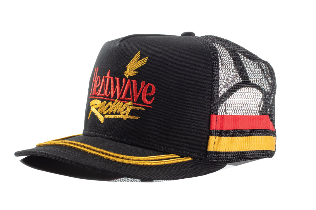 front angle shot of the Heat Wave Offshore Hat - Black on a white background