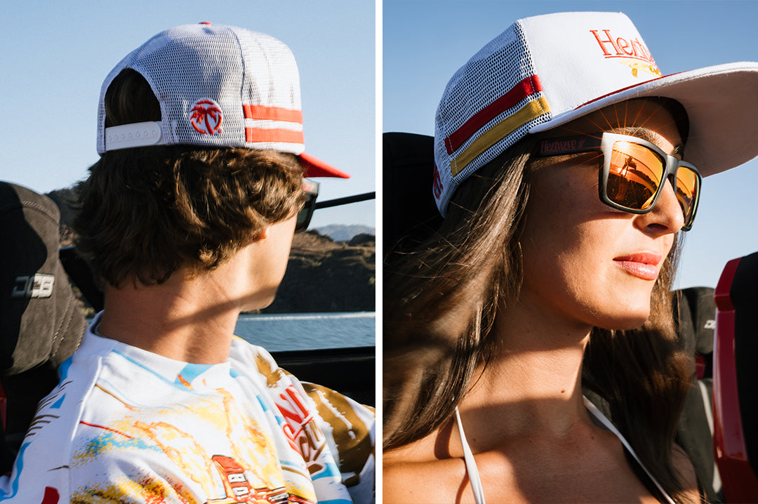 Man and woman wearing the Heat Wave Offshore Hat - White