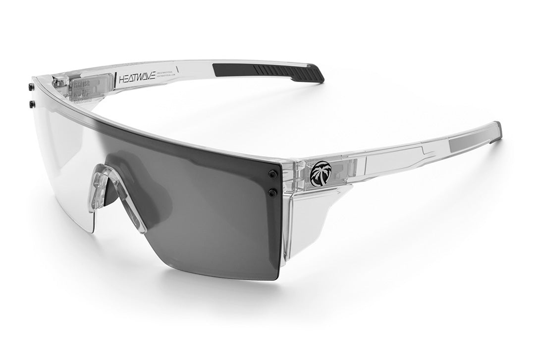 Heat Wave Visual Performance Lazer SLIM Sunglasses with clear frame, photochromic lens and matching side shields.

