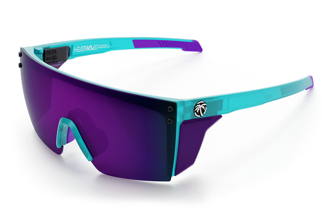 Heat Wave Visual Performance Lazer Face with aqua frost frame, ultra violet lens and matching side shields.