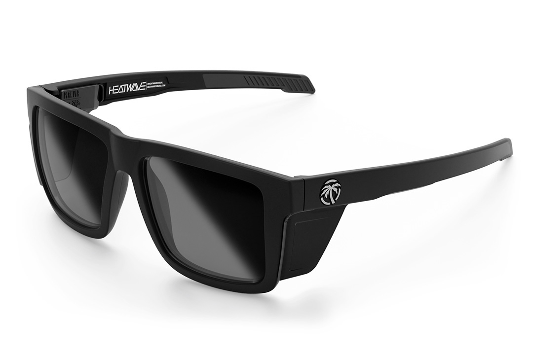 Heat Wave Visual Performance XL Vise Sunglasses with black frame, super photochromic lenses and matching side shields. 