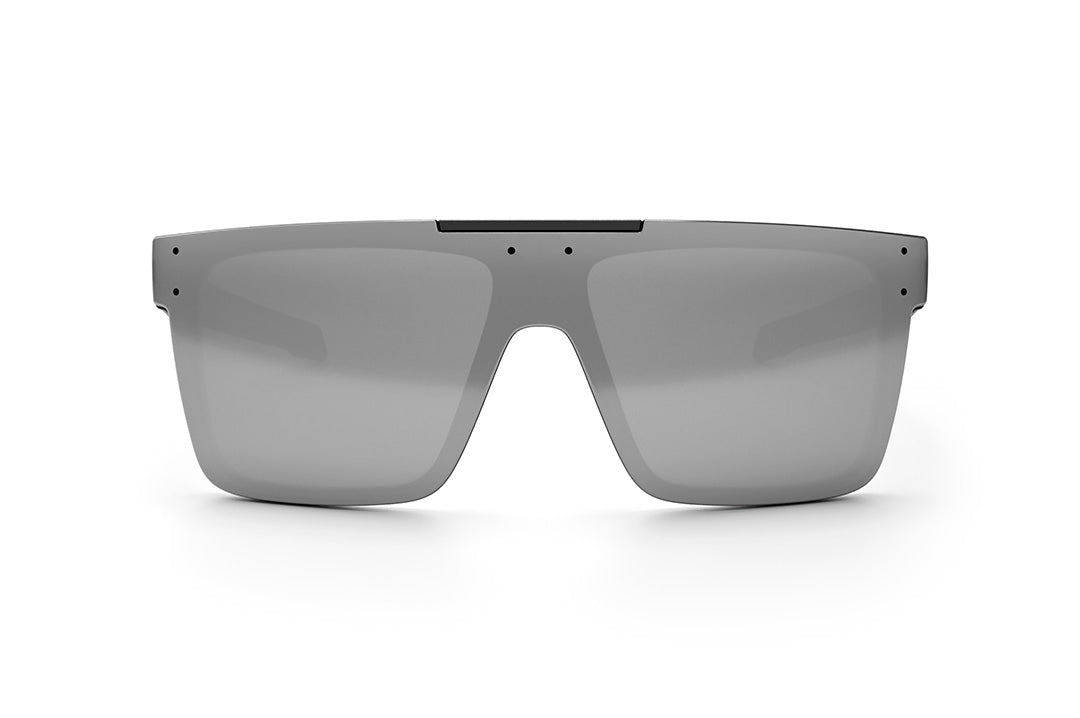 Front of the Heat Wave Visual Performance Quatro Sunglasses with black frame, photochromic lens and clear side shields. 