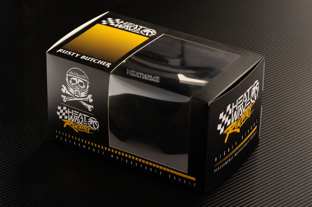 Packaging box for Heat Wave Rusty Butcher dirtbike goggles