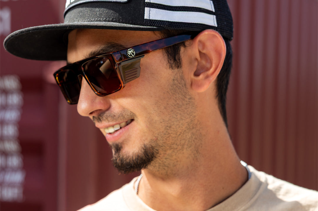 Man wearing the Performance Rayth Sunglasses: Tortoise Z87+