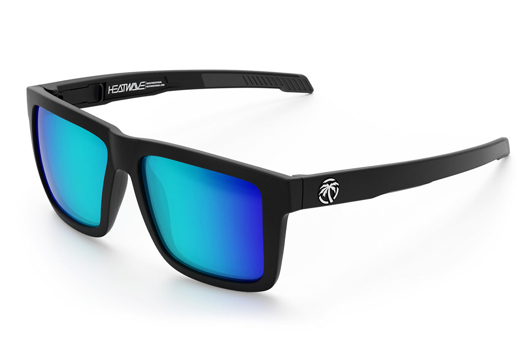 Heat Wave Visual Performance XL Vise Sunglasses with black frame and galaxy blue lenses.