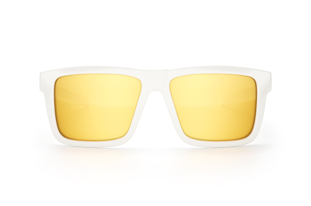 Front angle shot of the Performance XL VISE Sunglasses Frame: White Frame Gold Lens Z87+ on a white background.