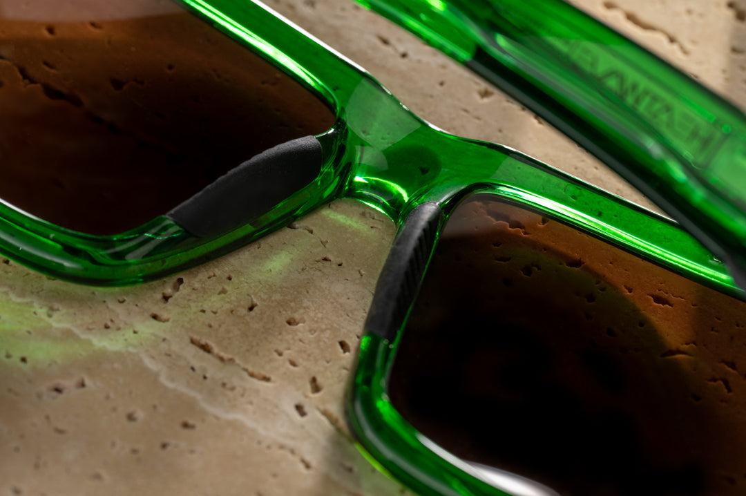 Close up shot of the Performance Rayth Sunglasses: Cycad Green Z87+