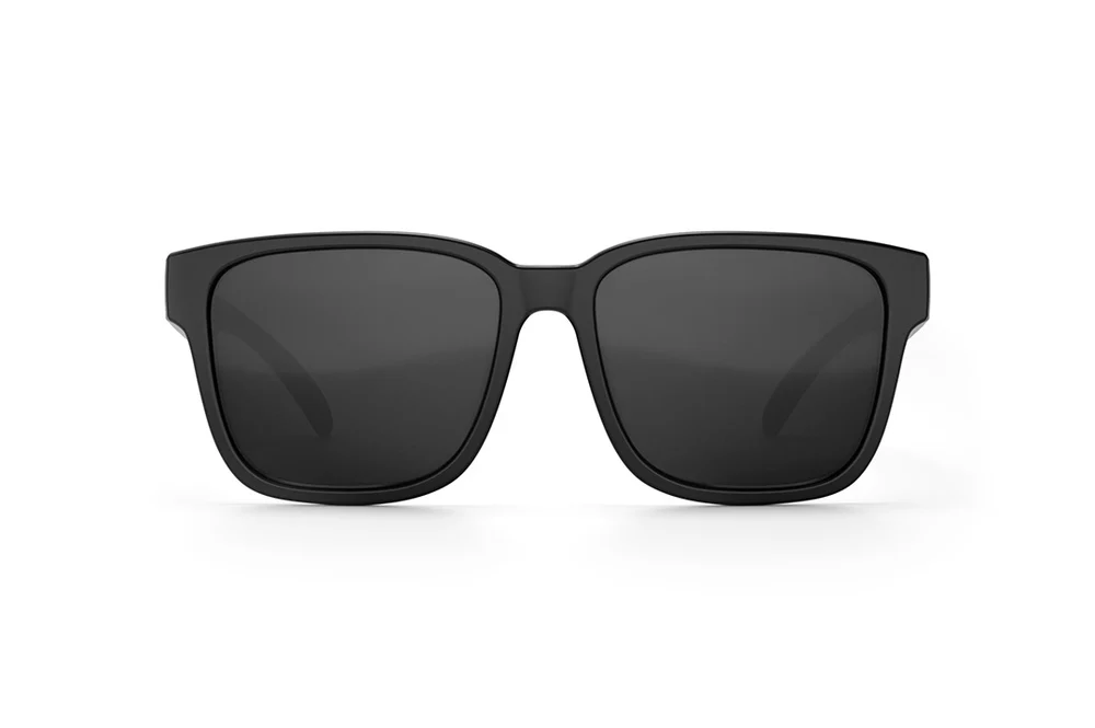 Heat Wave Visual Apollo Sunglasses with black frame, mint 400 print arms and black lenses.