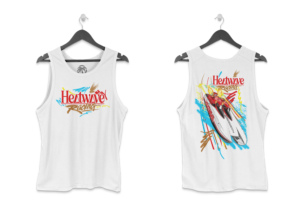 Front and backside of the Heat Wave Offshore Tank Top - White on a white background