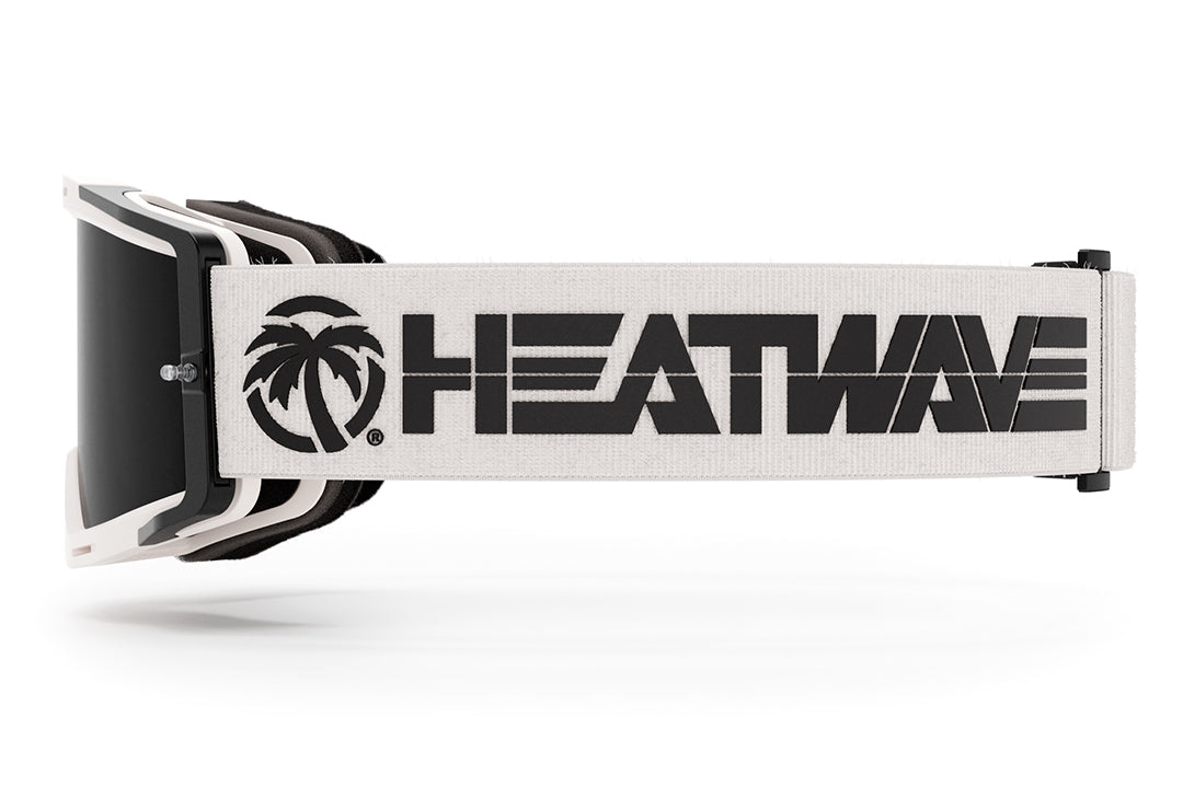 Side of the Heat Wave Visual MXG 250 Motosport Goggle in the billboard icon white color way. 
