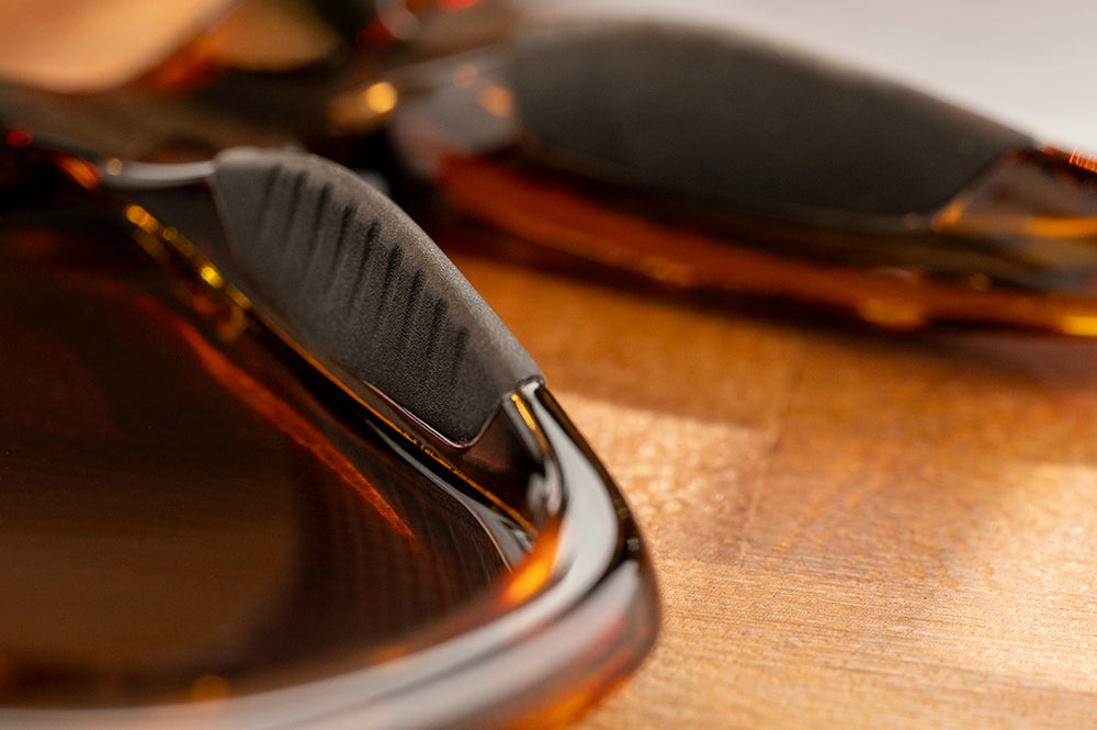 Close-up of the rubber nose piece on the Heat Wave Visual Performance Vise Sunglasses. 