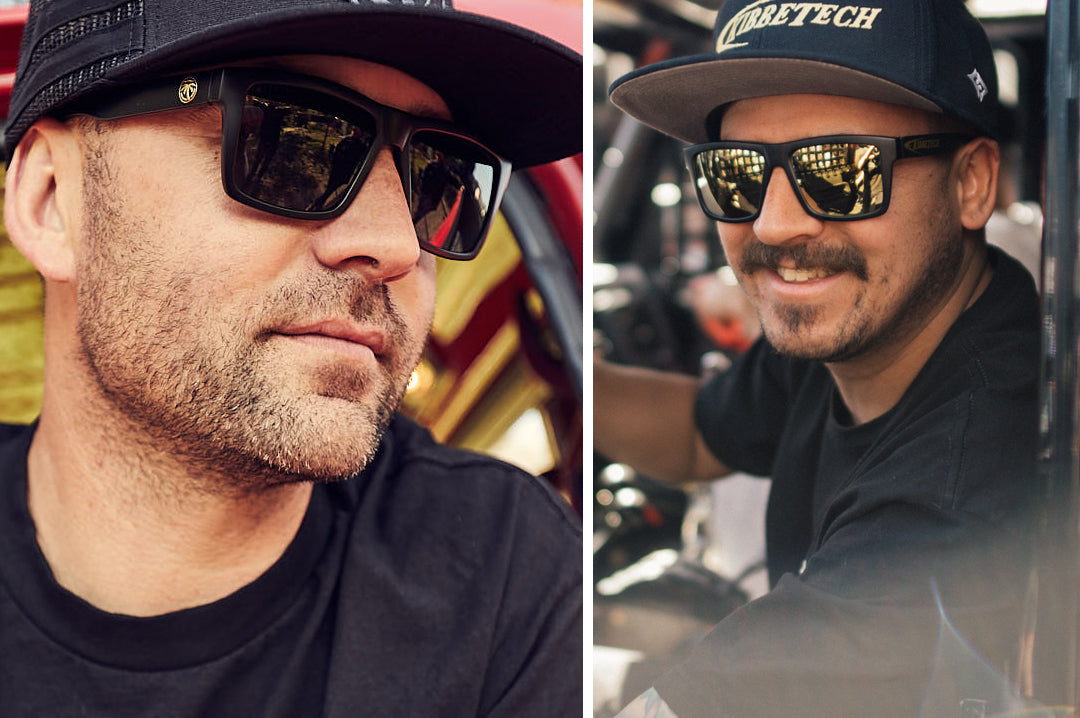 Two men wearing Heat Wave Visual Vise Z87 Sunglasses.